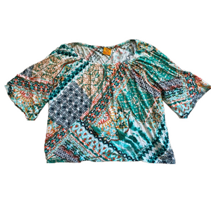 Bohemian Green Patterned Women's Top